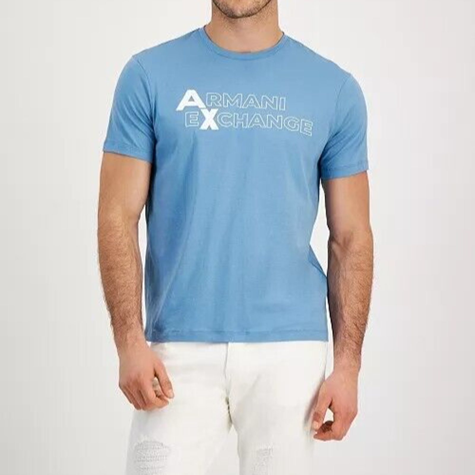 Aix Armani Exchange Men's Logo Y2k Graphic T-Shirt Blue Cotton Size Xxl A001929